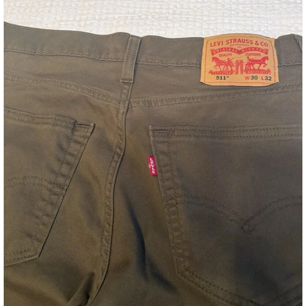 Levi’s 511 Slim Fit Jeans Men’s 30x32 Olive Green Stretch Denim Pants Cotton